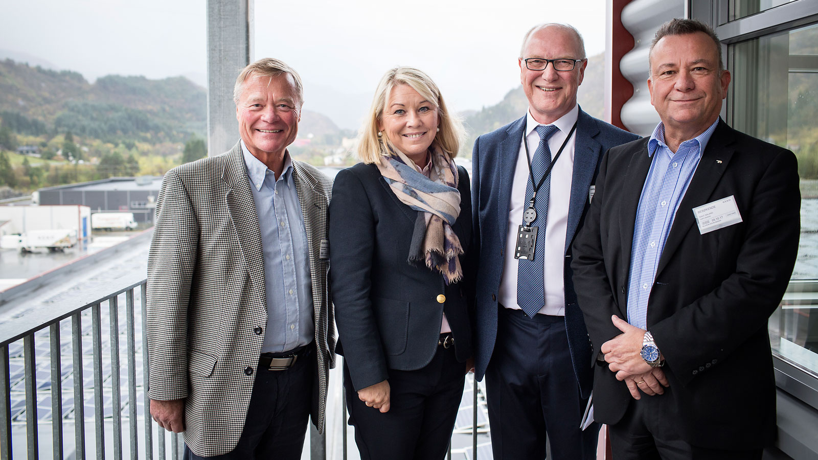 Styreleder i ASKO Torbjørn Johannson, næringsminister Monica Mæland, administrerende direktør i ASKO VEST Edvin Reidar Nilsson og direktør for kvalitet og miljø i ASKO Knut Aaland. 