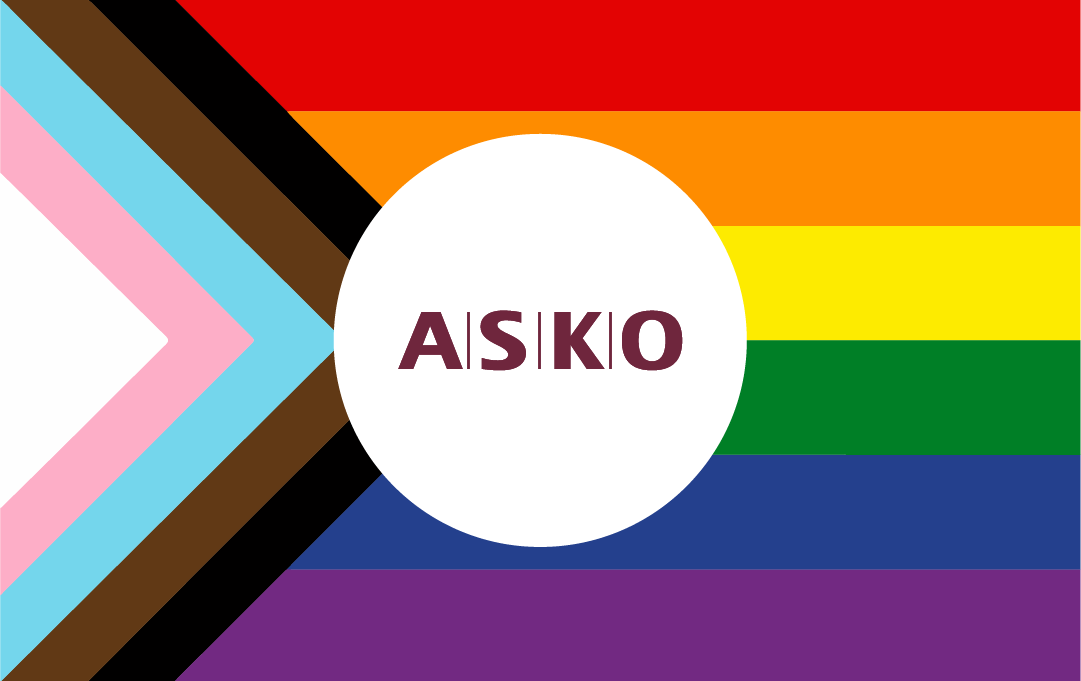 rogress Pride»-flagg med ASKO logo i midten